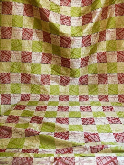 100% Silk Jacquard Mirror Square "fiesta" Gold Green Red MSRP USD 230/y