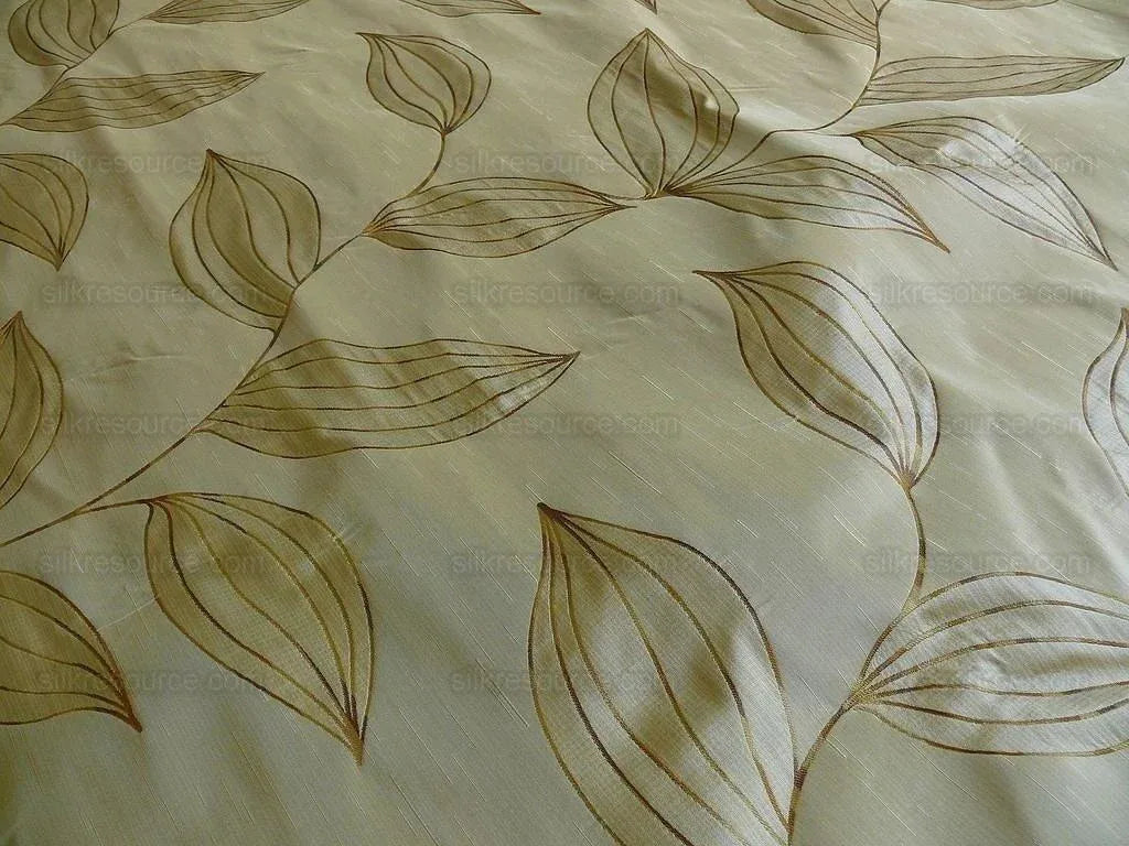 Beacon Hill 100% Silk Lampas Modern Vine "moonscape" Cream MSRP USD200+/y