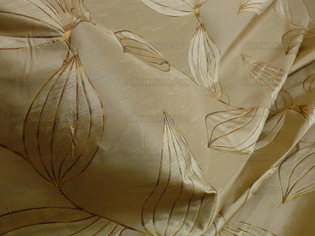 Beacon Hill 100% Silk Lampas Modern Vine "moonscape" Cream MSRP USD200+/y