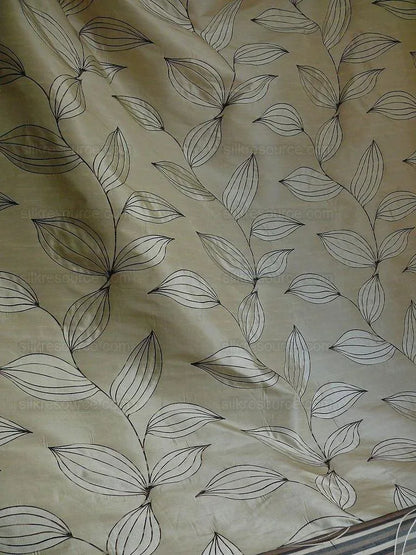 Beacon Hill 100% Silk Lampas Modern Vine "silver" Black MSRP USD200+/y