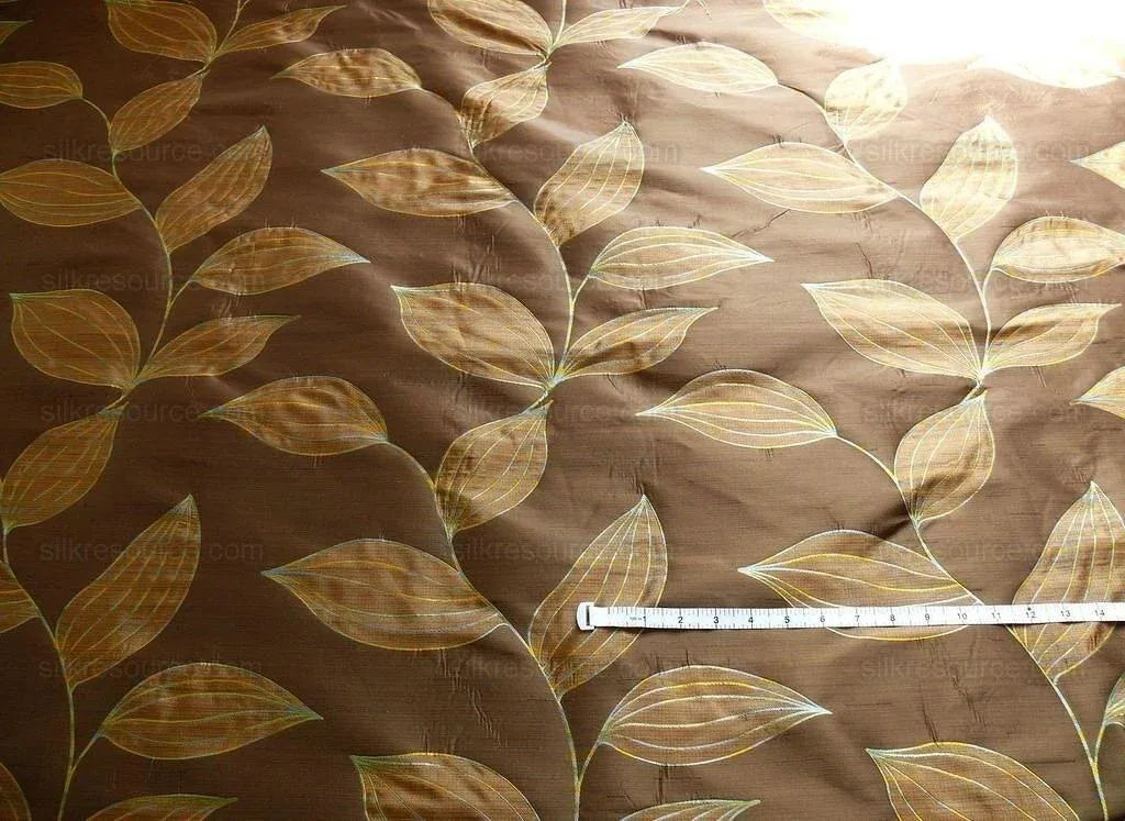 Beacon Hill 100% Silk Lampas Modern Vine "dusk" Brown MSRP USD200+/y