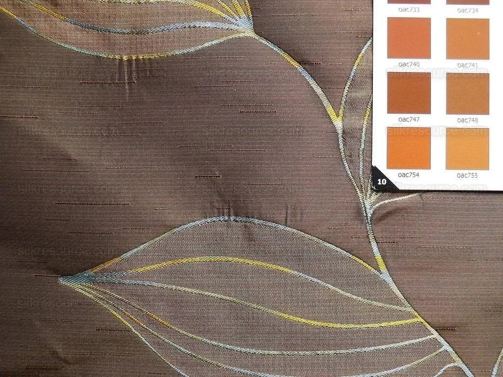 Beacon Hill 100% Silk Lampas Modern Vine "dusk" Brown MSRP USD200+/y