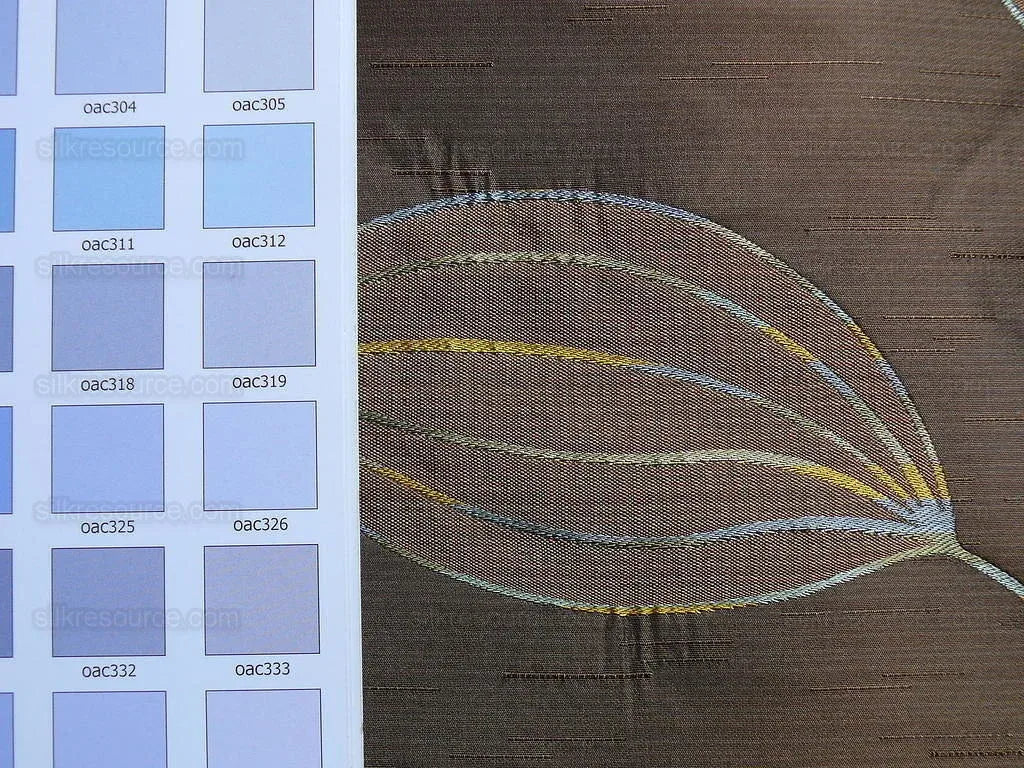 Beacon Hill 100% Silk Lampas Modern Vine "dusk" Brown MSRP USD200+/y