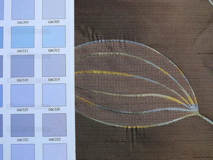 Beacon Hill 100% Silk Lampas Modern Vine "dusk" Brown MSRP USD200+/y