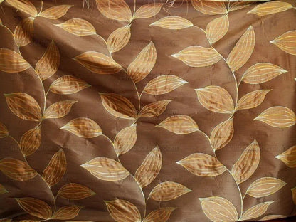 Beacon Hill 100% Silk Lampas Modern Vine "dusk" Brown MSRP USD200+/y