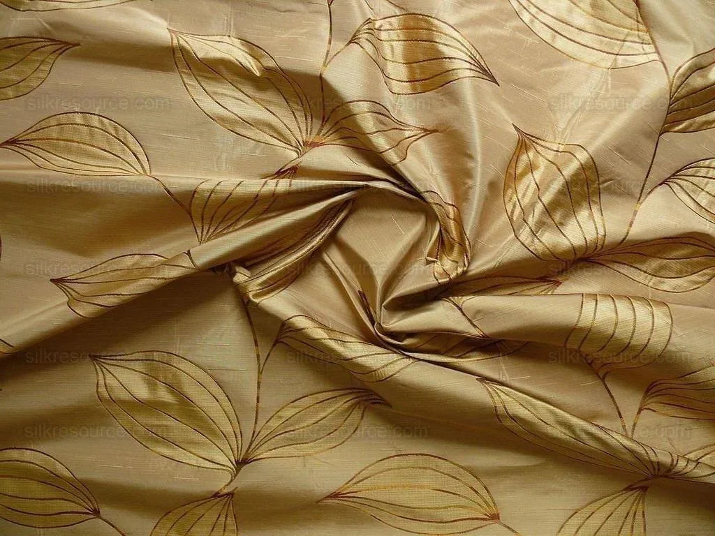 Beacon Hill 100% Silk Lampas Modern Vine "bronze" Brown MSRP USD200+/y