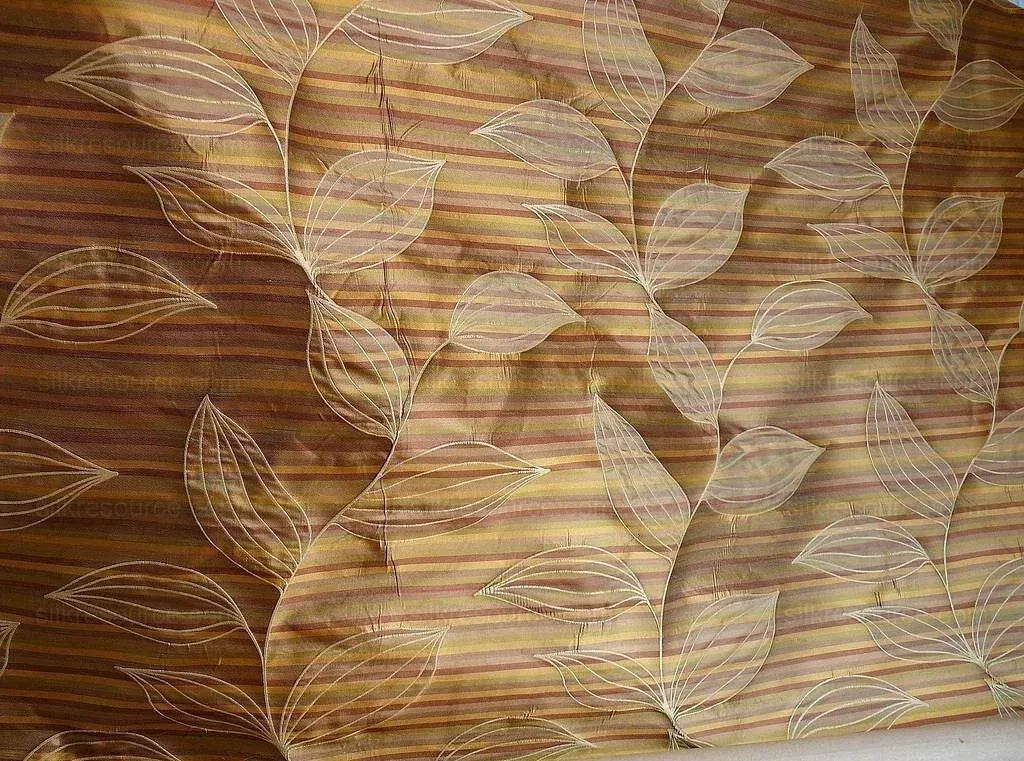 Beacon Hill 100% Silk Lampas Modern Vine "bronze" Brown MSRP USD200+/y