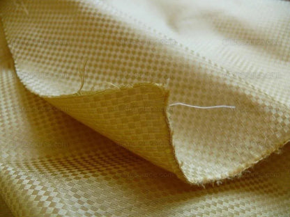 High End 100% Silk Mini Check "cornsilk" Gold Heavy! MSRP USD275/Y