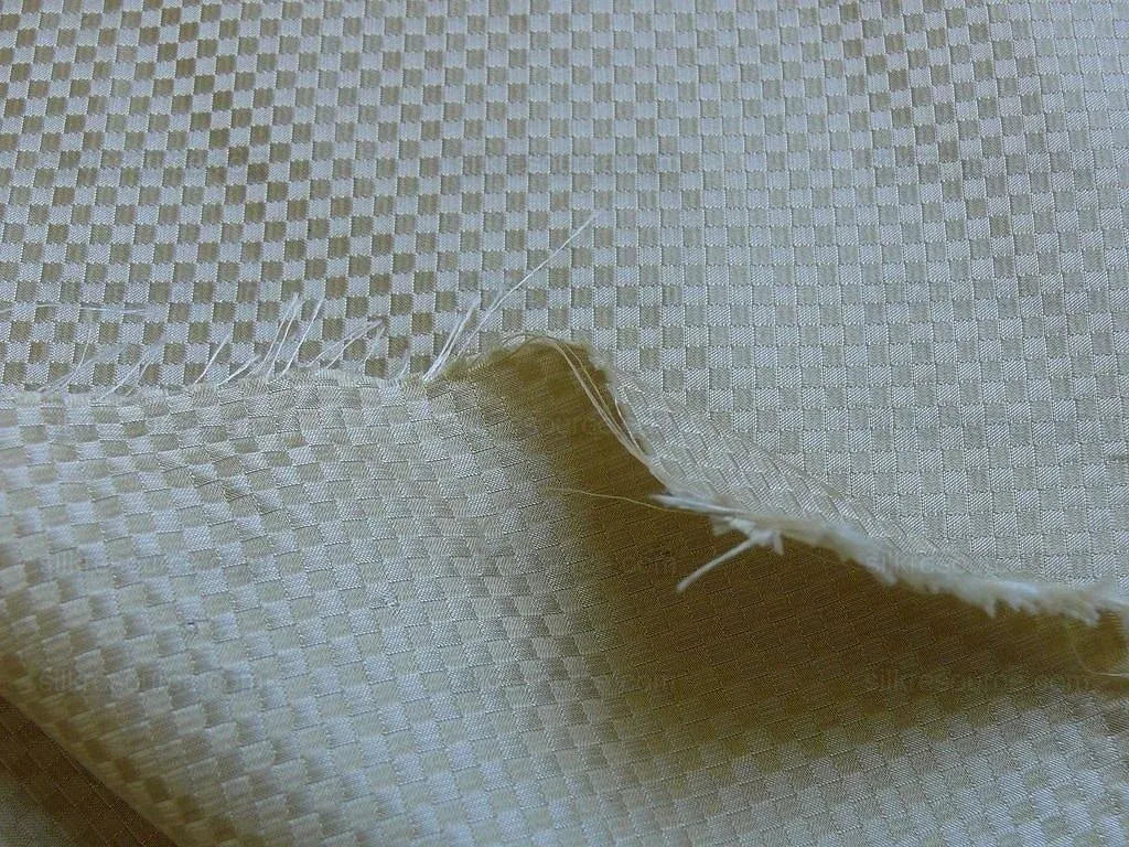 High End 100% Silk Mini Check "flax" Gold Heavy! MSRP USD275/Y