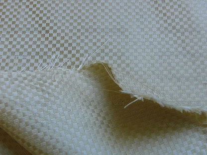 High End 100% Silk Mini Check "flax" Gold Heavy! MSRP USD275/Y