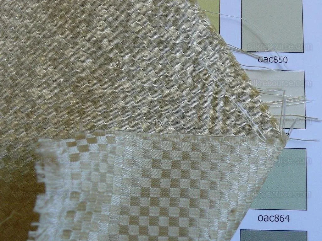 High End 100% Silk Mini Check "flax" Gold Heavy! MSRP USD275/Y