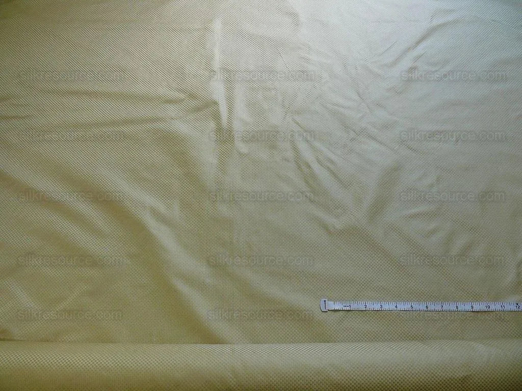 High End 100% Silk Mini Check "flax" Gold Heavy! MSRP USD275/Y