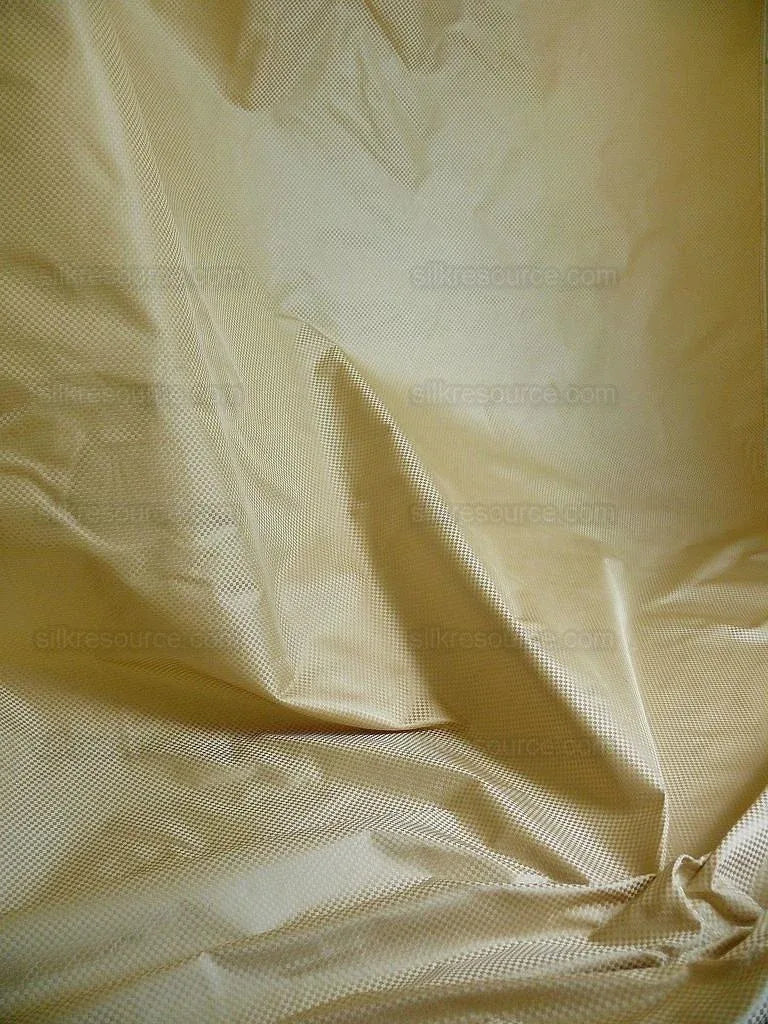 High End 100% Silk Mini Check "flax" Gold Heavy! MSRP USD275/Y