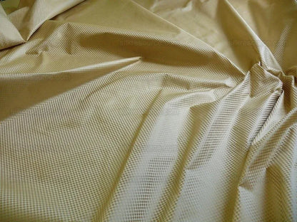 High End 100% Silk Mini Check "flax" Gold Heavy! MSRP USD275/Y