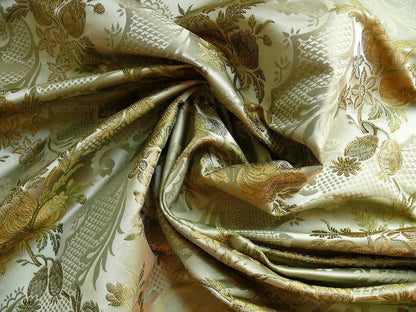 Hiend Pom Rose Lace 100% Silk Lampas Olive Green "moss" Gold
