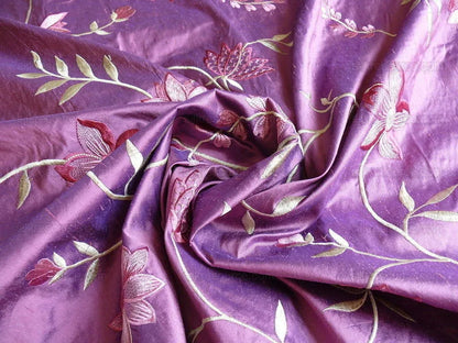 100%silk Embroidery Lavender Plum W Red Rose Tulip