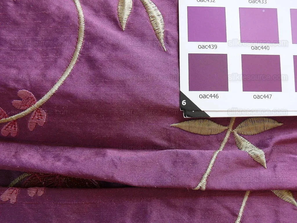 100%silk Embroidery Lavender Plum W Red Rose Tulip