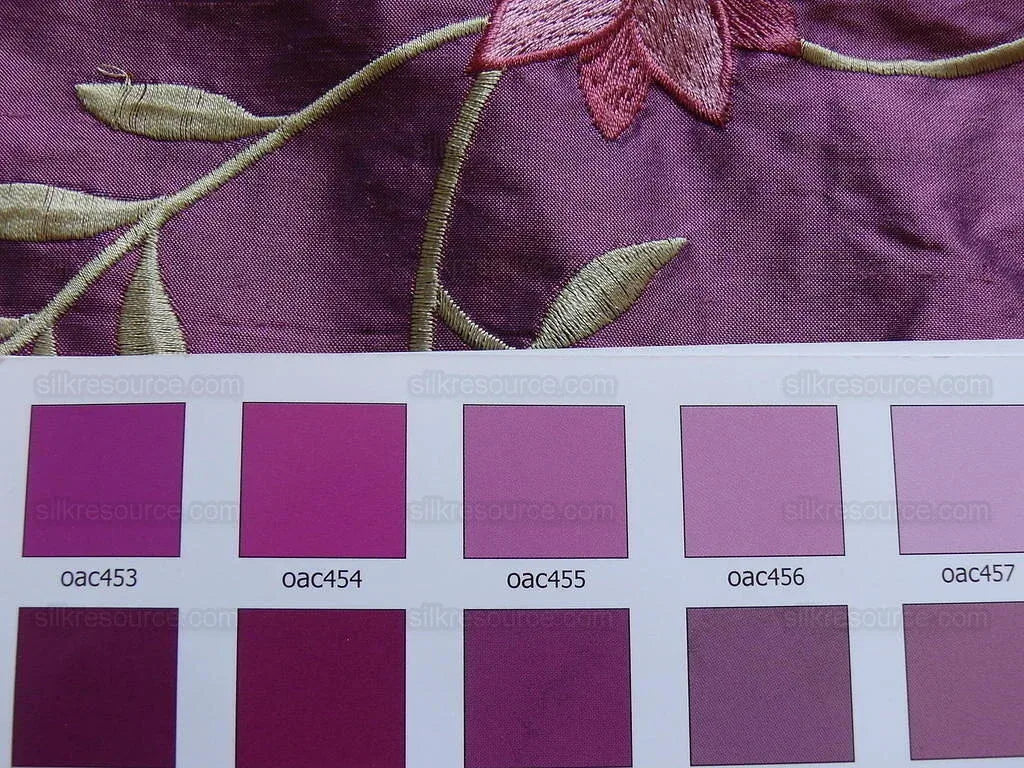 100%silk Embroidery Lavender Plum W Red Rose Tulip