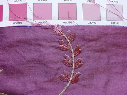 100%silk Embroidery Lavender Plum W Red Rose Tulip