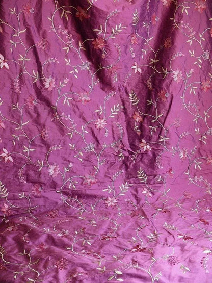 100%silk Embroidery Lavender Plum W Red Rose Tulip
