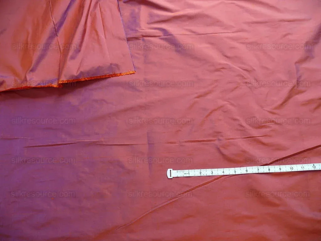 Donghia Silk Taffeta Red Pumpkin &amp; Blue Iridescent