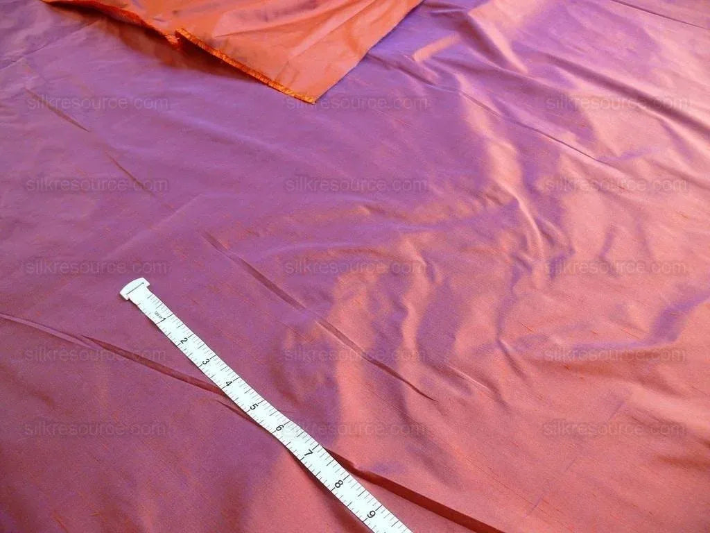 Donghia Silk Taffeta Red Pumpkin &amp; Blue Iridescent