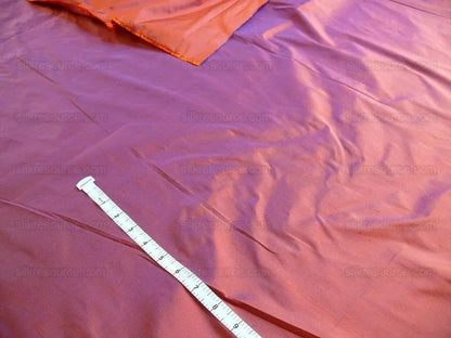 Donghia Silk Taffeta Red Pumpkin &amp; Blue Iridescent