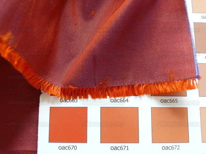 Donghia Silk Taffeta Red Pumpkin &amp; Blue Iridescent