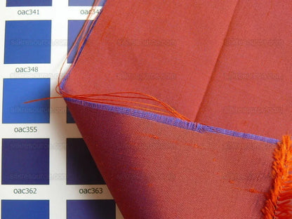 Donghia Silk Taffeta Red Pumpkin &amp; Blue Iridescent