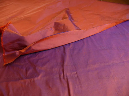Donghia Silk Taffeta Red Pumpkin &amp; Blue Iridescent