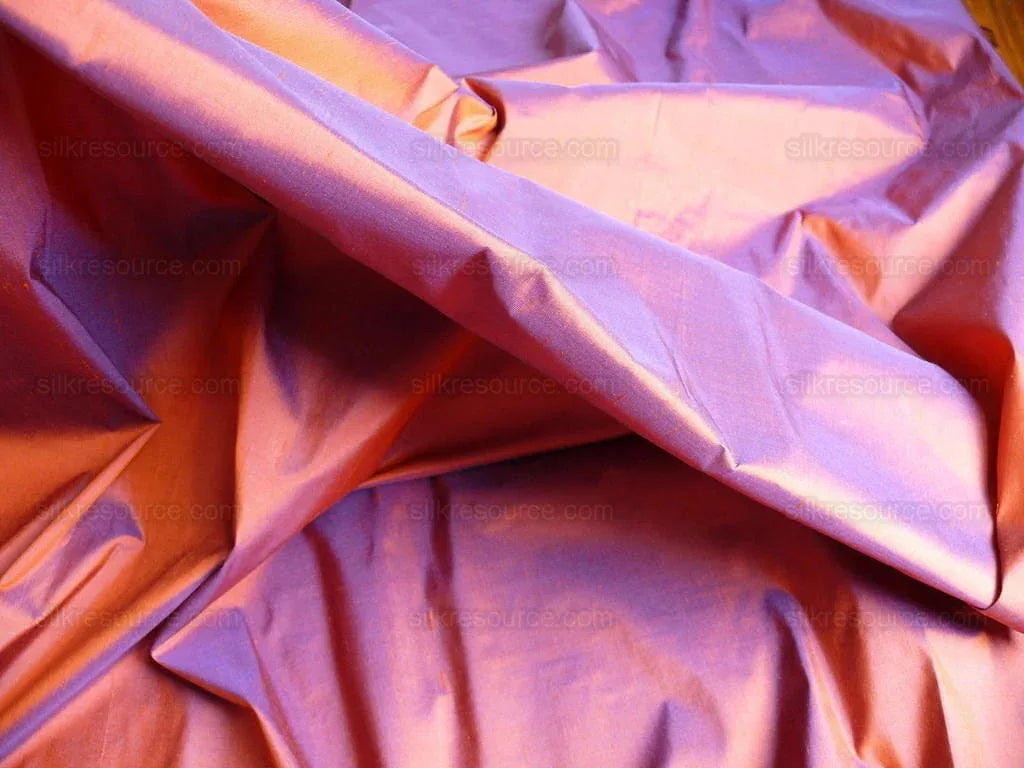 Donghia Silk Taffeta Red Pumpkin &amp; Blue Iridescent