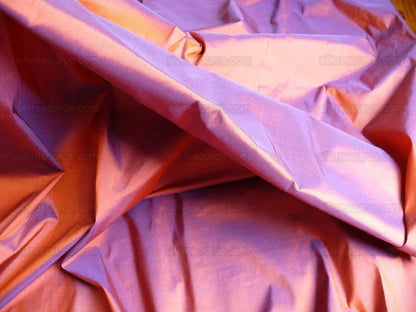 Donghia Silk Taffeta Red Pumpkin &amp; Blue Iridescent