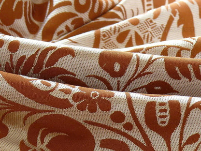 Scalamandre "chippendale" Silk Lampas Jacquard Artichoke Pomegranate Teak Rust Orange Cream Silver White