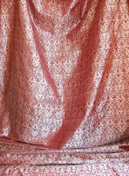 Baranzelli Masquerade Red & Silver 100% Silk Lampas From Italy