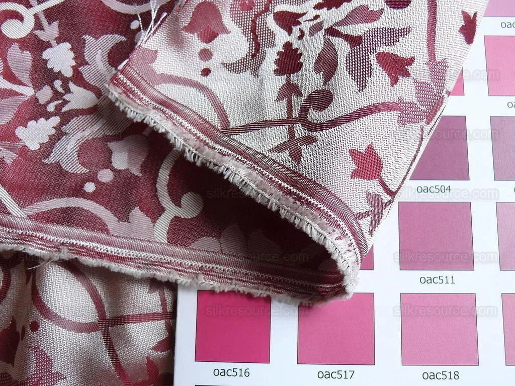 Baranzelli Masquerade Red & Silver 100% Silk Lampas From Italy