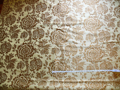 bty 100% Silk Lampas Papercut Tree Of Life Pom "Nugget" Light Gold