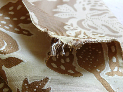 bty 100% Silk Lampas Papercut Tree Of Life Pom "Nugget" Light Gold