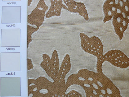 bty 100% Silk Lampas Papercut Tree Of Life Pom "Nugget" Light Gold