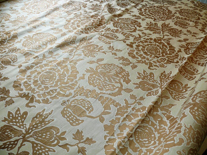 bty 100% Silk Lampas Papercut Tree Of Life Pom "Nugget" Light Gold