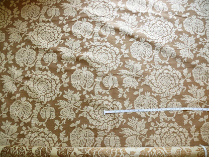 bty 100% Silk Lampas Papercut Tree Of Life Pom "Nugget" Light Gold