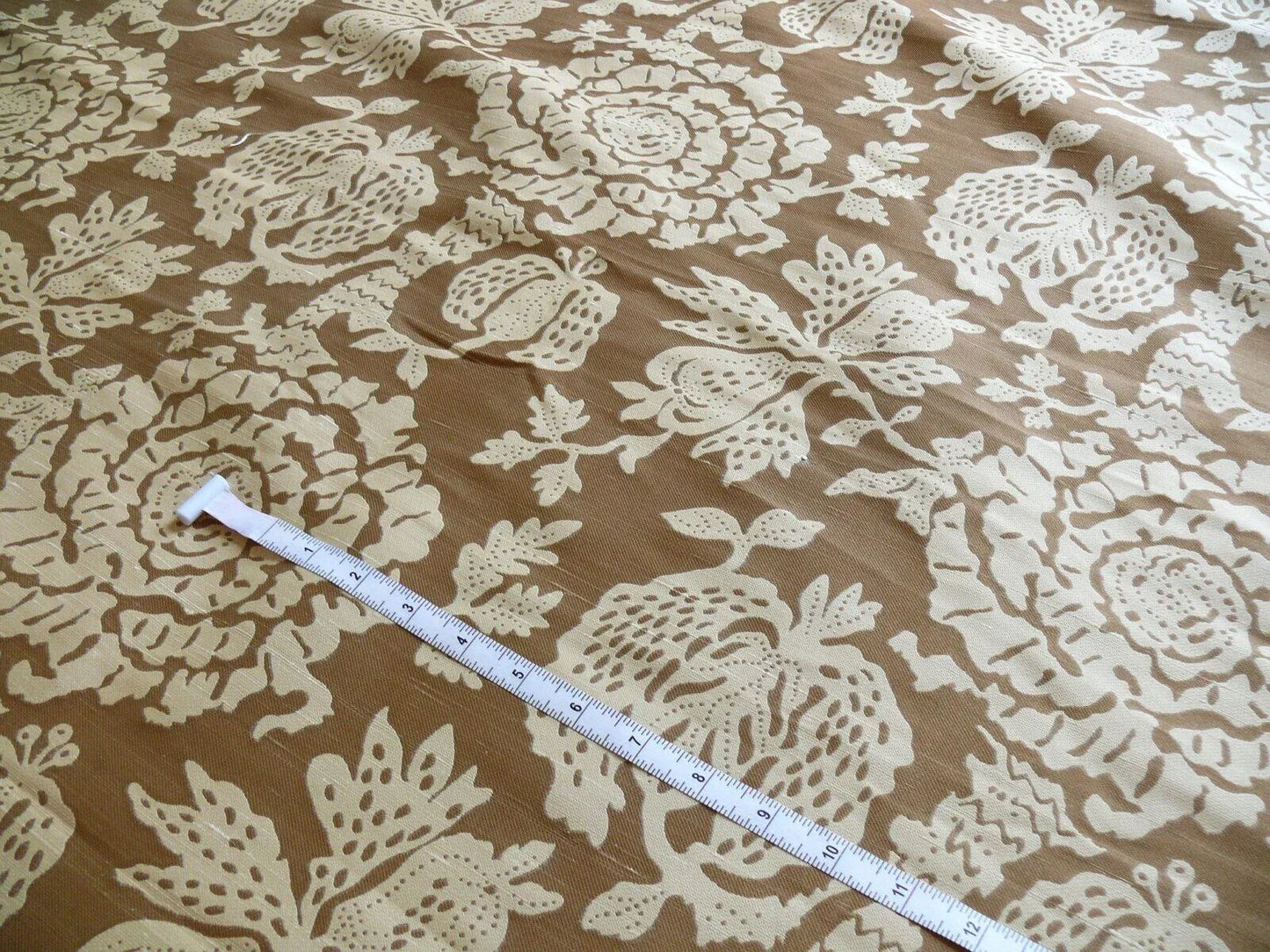 bty 100% Silk Lampas Papercut Tree Of Life Pom "Nugget" Light Gold