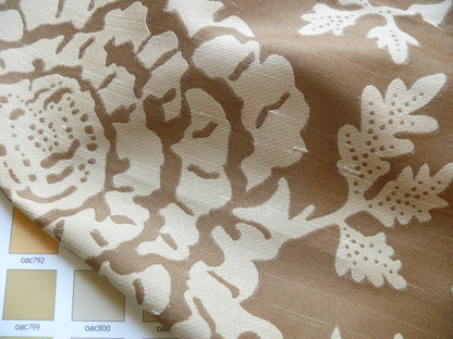 bty 100% Silk Lampas Papercut Tree Of Life Pom "Nugget" Light Gold