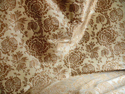 bty 100% Silk Lampas Papercut Tree Of Life Pom "Nugget" Light Gold