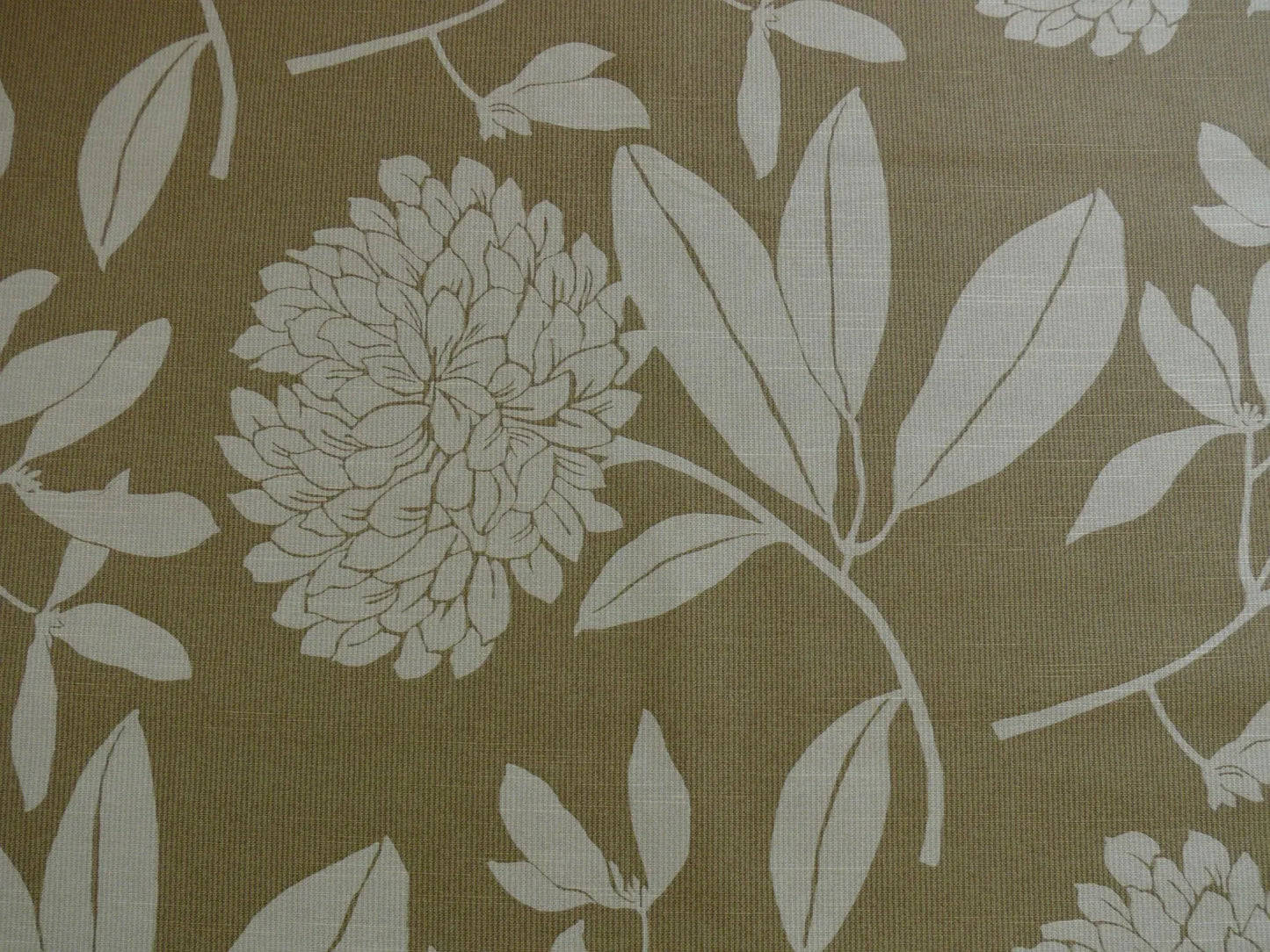 6.4YD Duralee Heyward Cotton Tropical Plants Soothing Beige Brown White