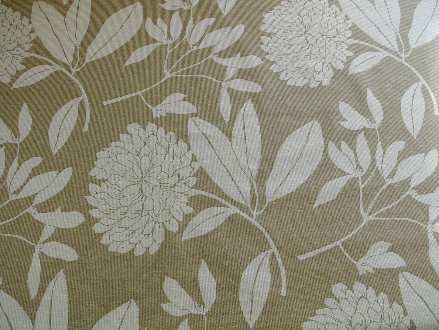 6.4YD Duralee Heyward Cotton Tropical Plants Soothing Beige Brown White