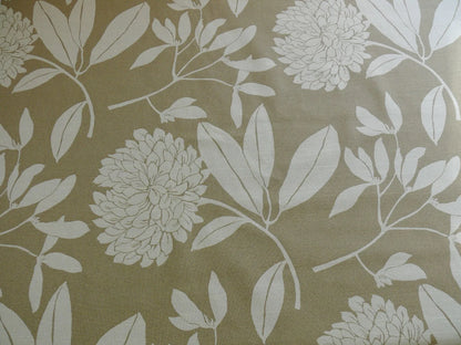 6.4YD Duralee Heyward Cotton Tropical Plants Soothing Beige Brown White