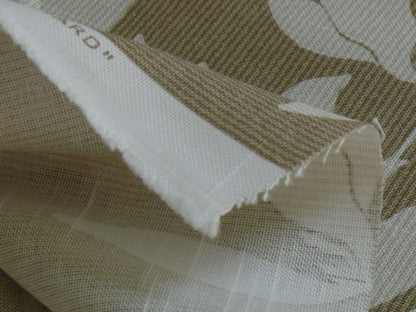 6.4YD Duralee Heyward Cotton Tropical Plants Soothing Beige Brown White