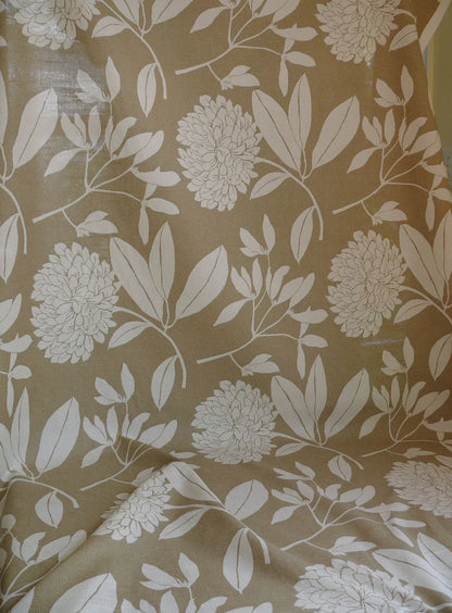 6.4YD Duralee Heyward Cotton Tropical Plants Soothing Beige Brown White