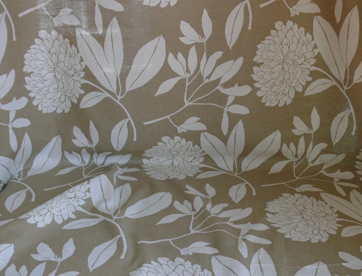 6.4YD Duralee Heyward Cotton Tropical Plants Soothing Beige Brown White