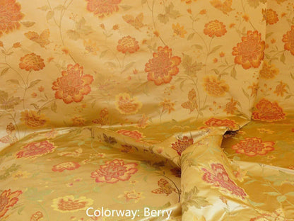 By yard Stunner Chino-asian Pink Peony Butterfly "berry" 100% Silk Lampas